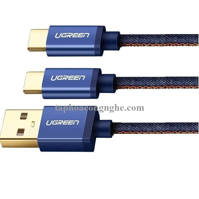 Ugreen 30571 0.5m màu xanh Cáp USB-A 2.0 sang Micro USB + USB-C US196 30030571